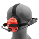Behind the Head Dual Muff Headset with Push-To-Talk - Red