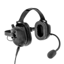 Behind the Head Dual Muff Headset with PTT on Cable - Black