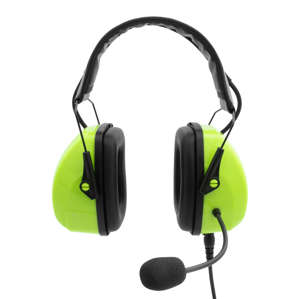 Lightweight Flex Over the Head Dual Muff Headset - Green