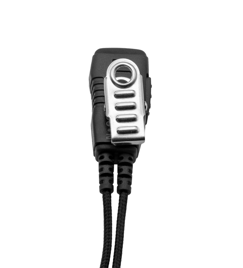 1-Wire SnapLock Earpiece Base with 2 Lines Out Bottom of PTT/Mic & Braided Fiber Cloth