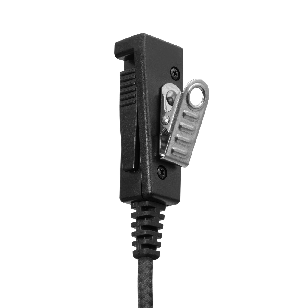 2-Wire SnapLock Earpiece Base PTT with Braided Fiber Cloth
