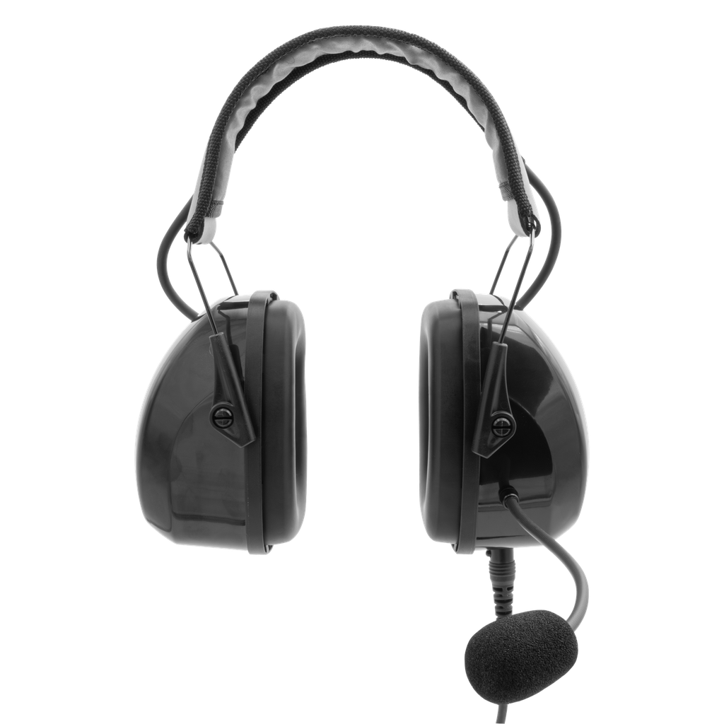 Lightweight Flex Over the Head Dual Muff Headset - Black