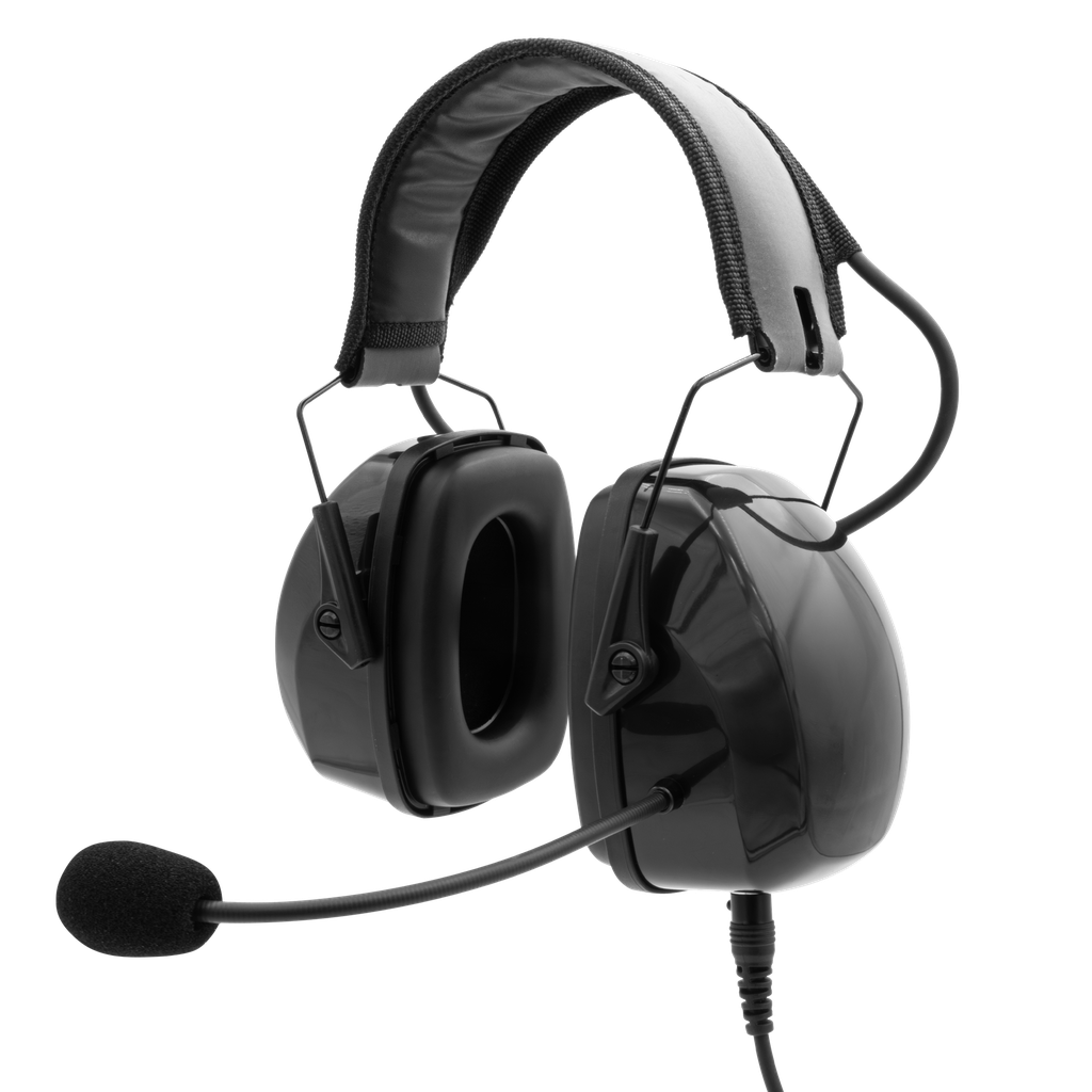 Lightweight Flex Over the Head Dual Muff Headset - Black