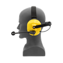 Behind the Head Dual Muff Headset with PTT on Cable - Yellow