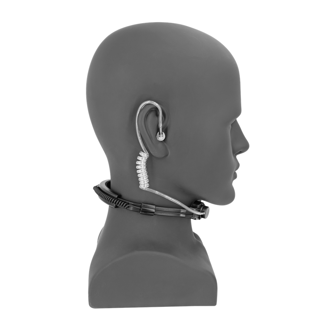 Throat Microphone Adjustable, Acoustic Tube with Inline PTT and Extra Tip