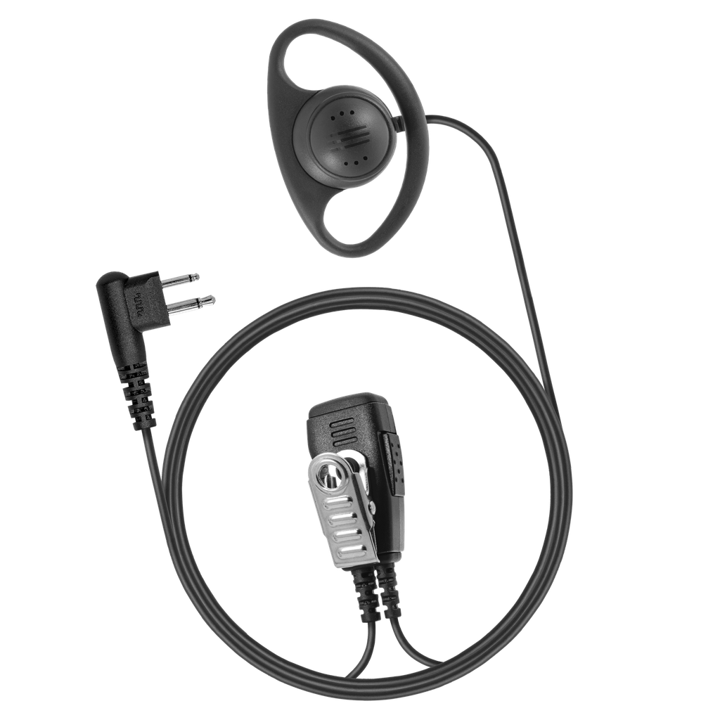 1-Wire D-Ring Earpiece with 2 Lines Out Bottom of PTT/Mic