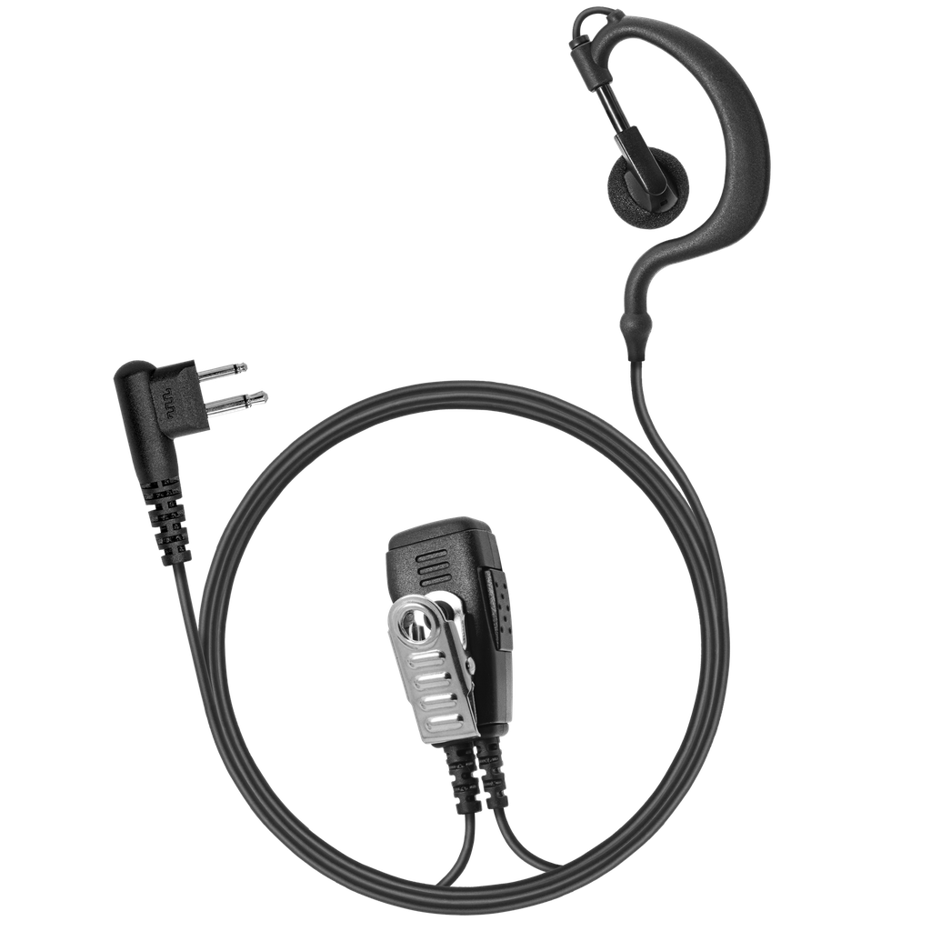 [EH1WB-M12] 1-Wire Ear Hook Earpiece with 2 Lines Out Bottom of PTT/Mic (Motorola - M12)
