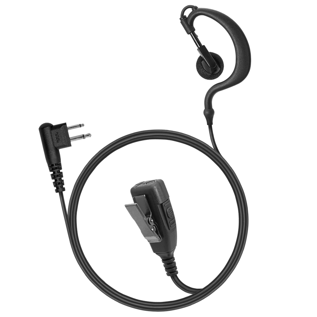 1-Wire Ear Hook Earpiece with 2 Lines Out Bottom of PTT/Mic - ECO Line
