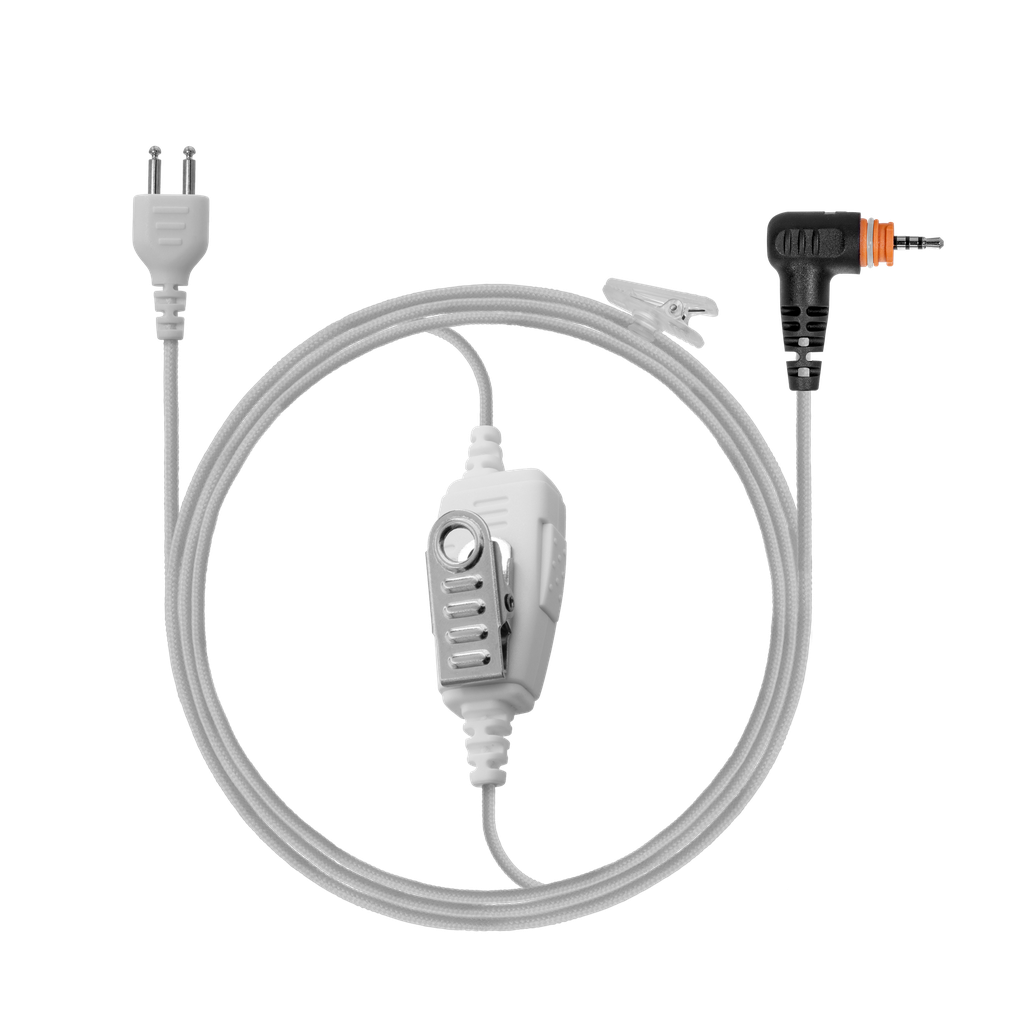 1-Wire SnapLock Earpiece Base with Braided Fiber Cloth - White