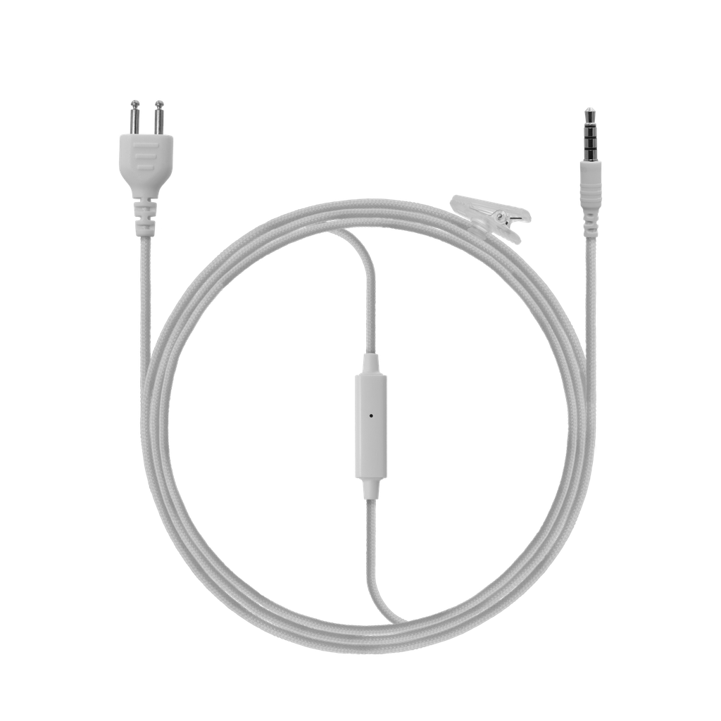 1-Wire SnapLock White Base with Braided Fiber Cloth & Mini Mic