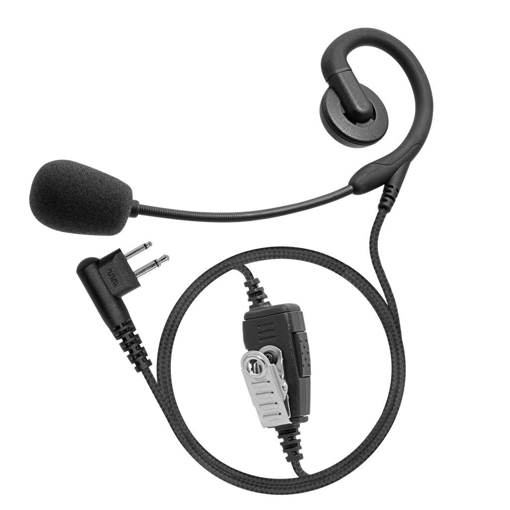 1-Wire Swivel Slim with Boom Mic and Braided Fiber Cloth Earpiece