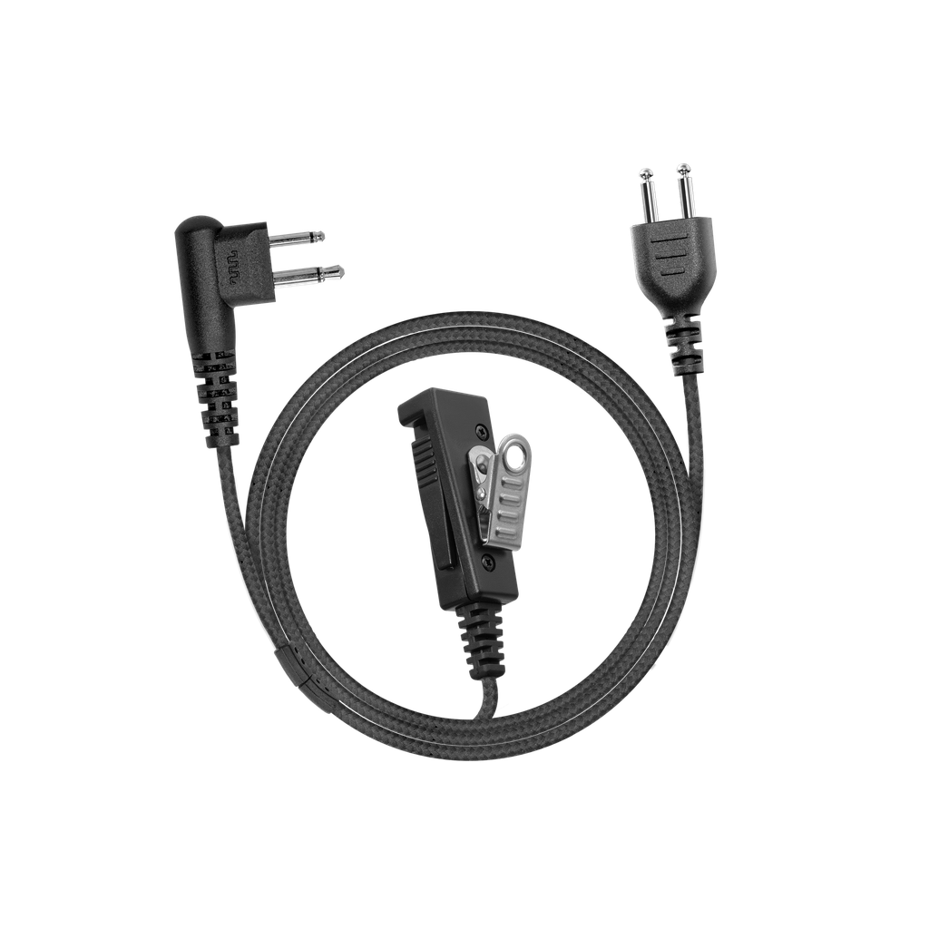 [SL+2W-M12] 2-Wire SnapLock Earpiece Base PTT with Braided Fiber Cloth (Motorola - M12)