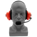 Behind the Head Dual Muff Headset with PTT on Cable - Red