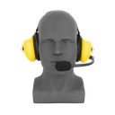 Behind the Head Dual Muff Headset with PTT on Cable - Yellow