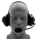 Behind-the-Head Dual Muff Headset, Push-To-Talk, Black