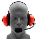 Behind the Head Dual Muff Headset with Push-To-Talk - Red