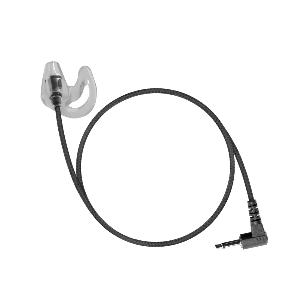 [HDIEG+ROS30-3.5] Braided Fiber Cloth Receive Only High-Def Ear, Includes both L & R (Clear) Gel Ear Inserts (3.5mm, 12 Inch Length)