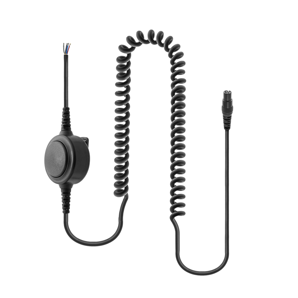 Detachable Coil Cable with Inline PTT for HS1, HS3, HS3G, HS5, HS7 & HS9 Headsets - Tined Leads & Longer Version