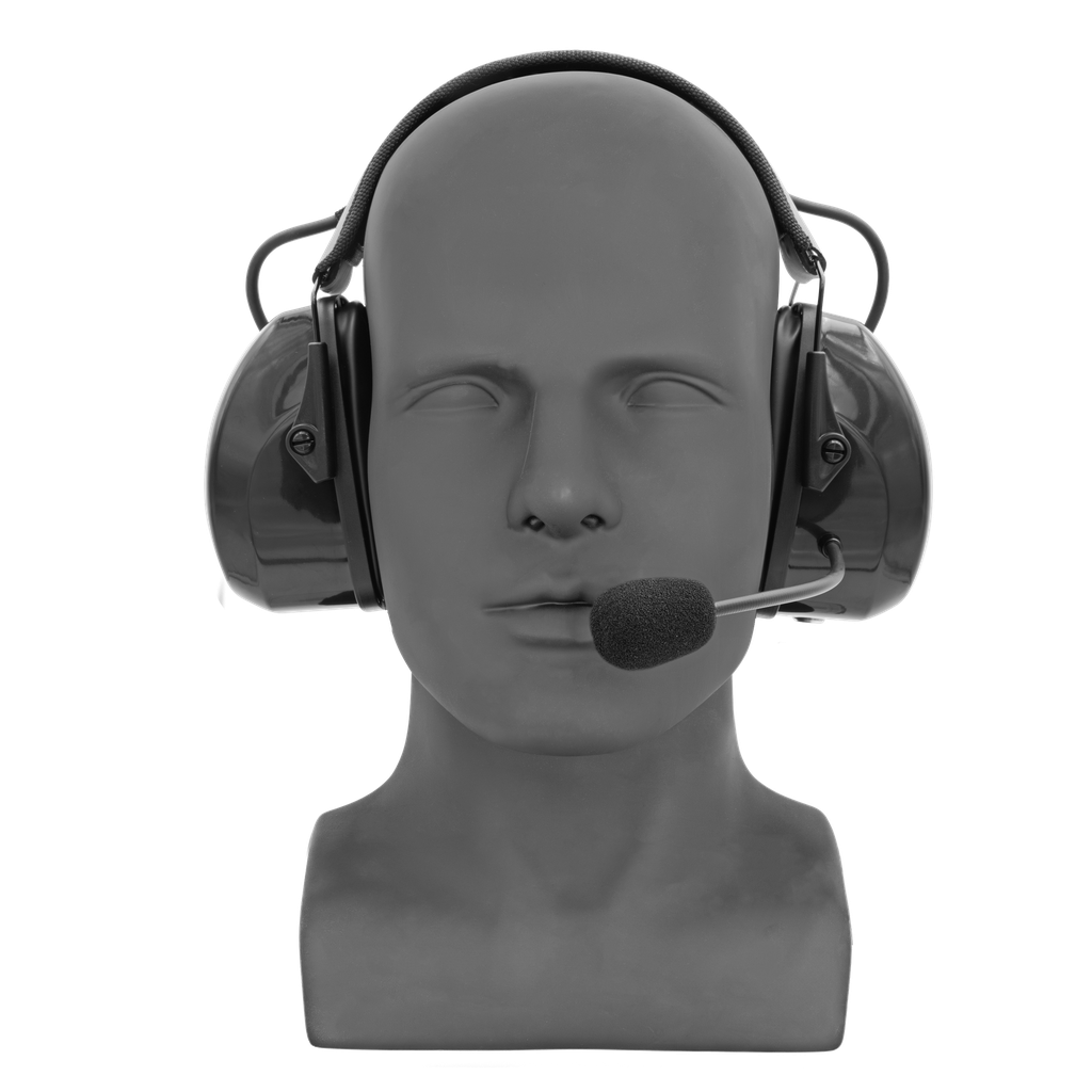 Lightweight Flex Over the Head Dual Muff Headset - Black