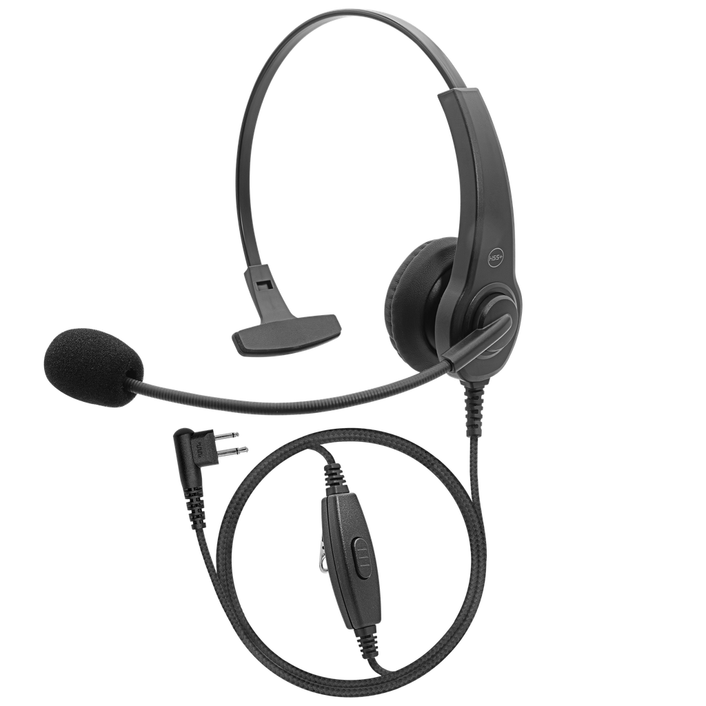 [HSS+M12] Lightweight Single Muff Headset with Boom Mic - Braided Fiber (Motorola - M12)