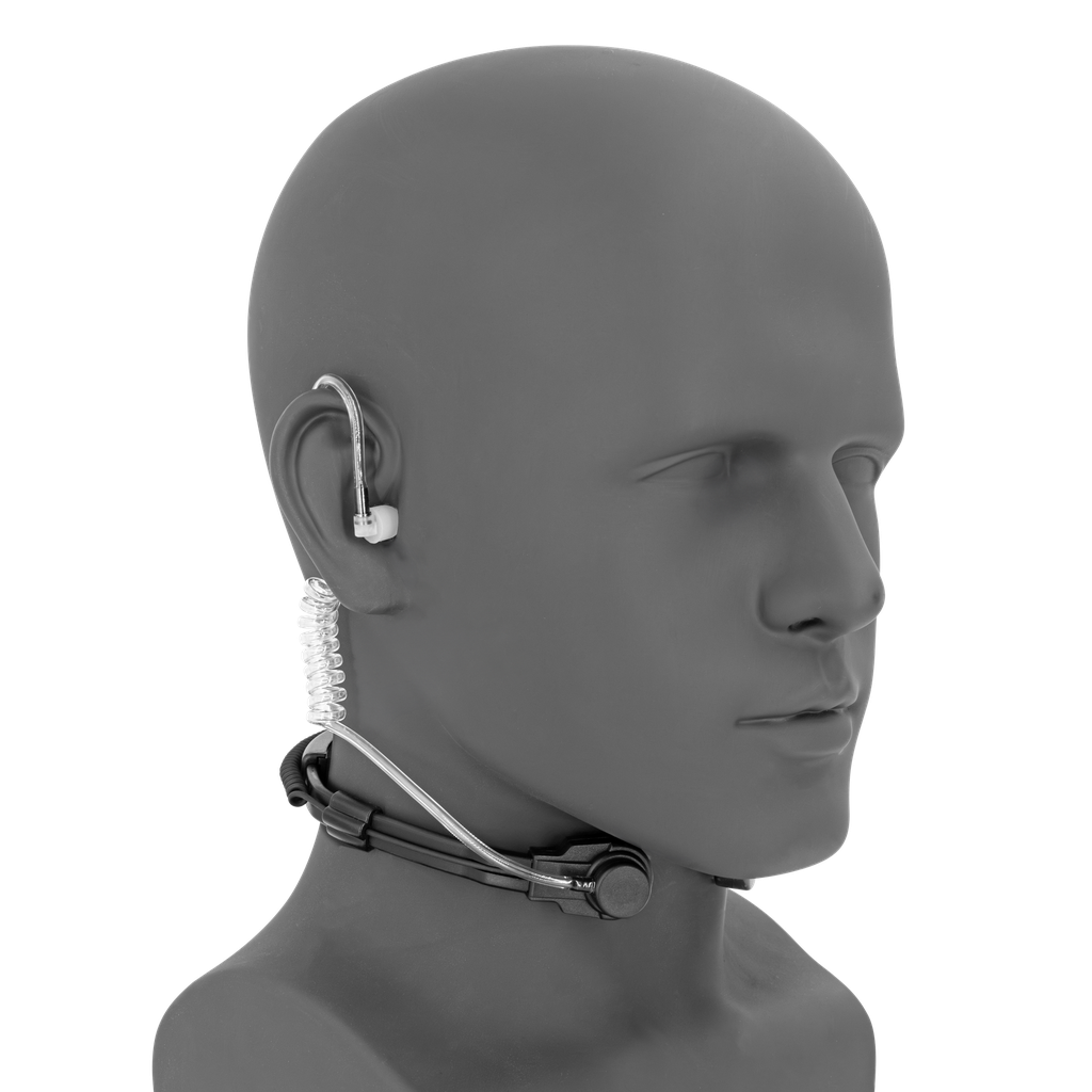 [TMAAT-M12] Throat Microphone Adjustable, Acoustic Tube with Inline PTT and Extra Tip (Motorola - M12)