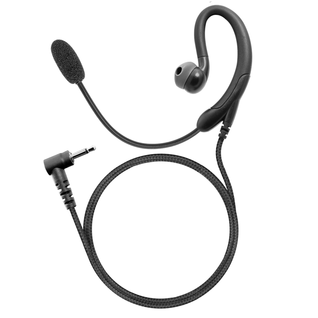 [CR+1WBoom-3.5M] 1-Wire C-Ring with Boom Mic Earpiece with Braided Fiber Cloth
