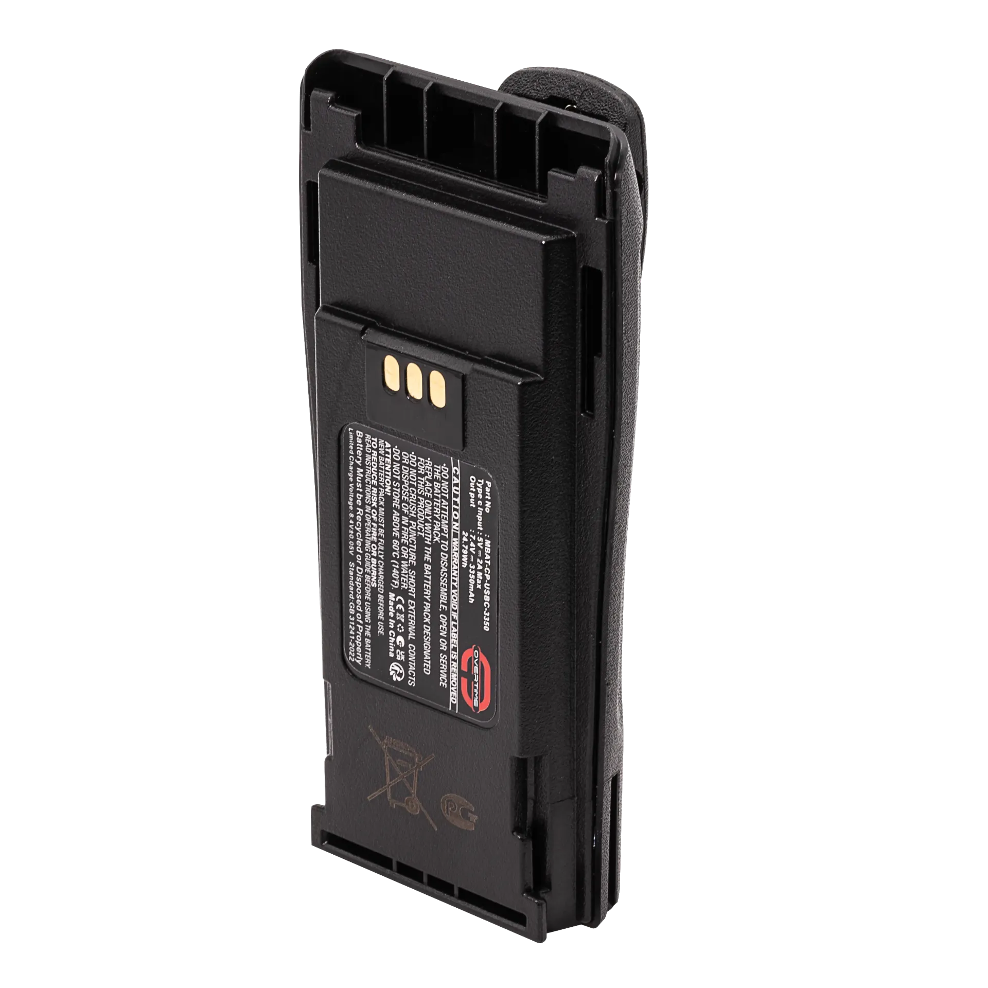 [MBAT-CP-USBC-3350] Li-Ion Battery for Motorola CP2 Radios, 3350mAh, USBC