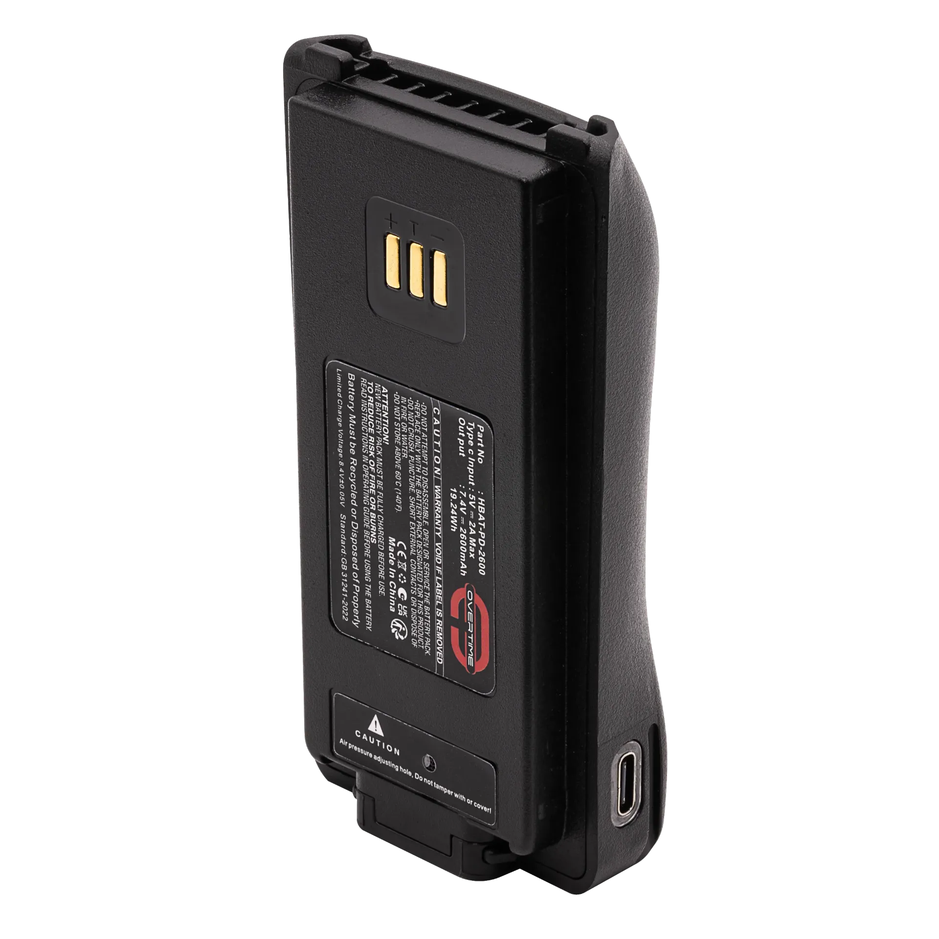 [HBAT-PD7-USBC-2600] Li-Ion Battery for Hytera PD7 Radios, 2600mAh, USBC