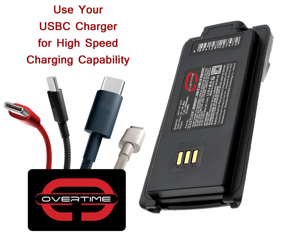 Li-Ion Battery for Hytera PD7 Radios, 2600mAh, USBC