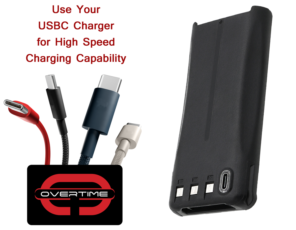 Li-Ion Battery for Kenwood NX1000 Radios, 2000mAh, USBC