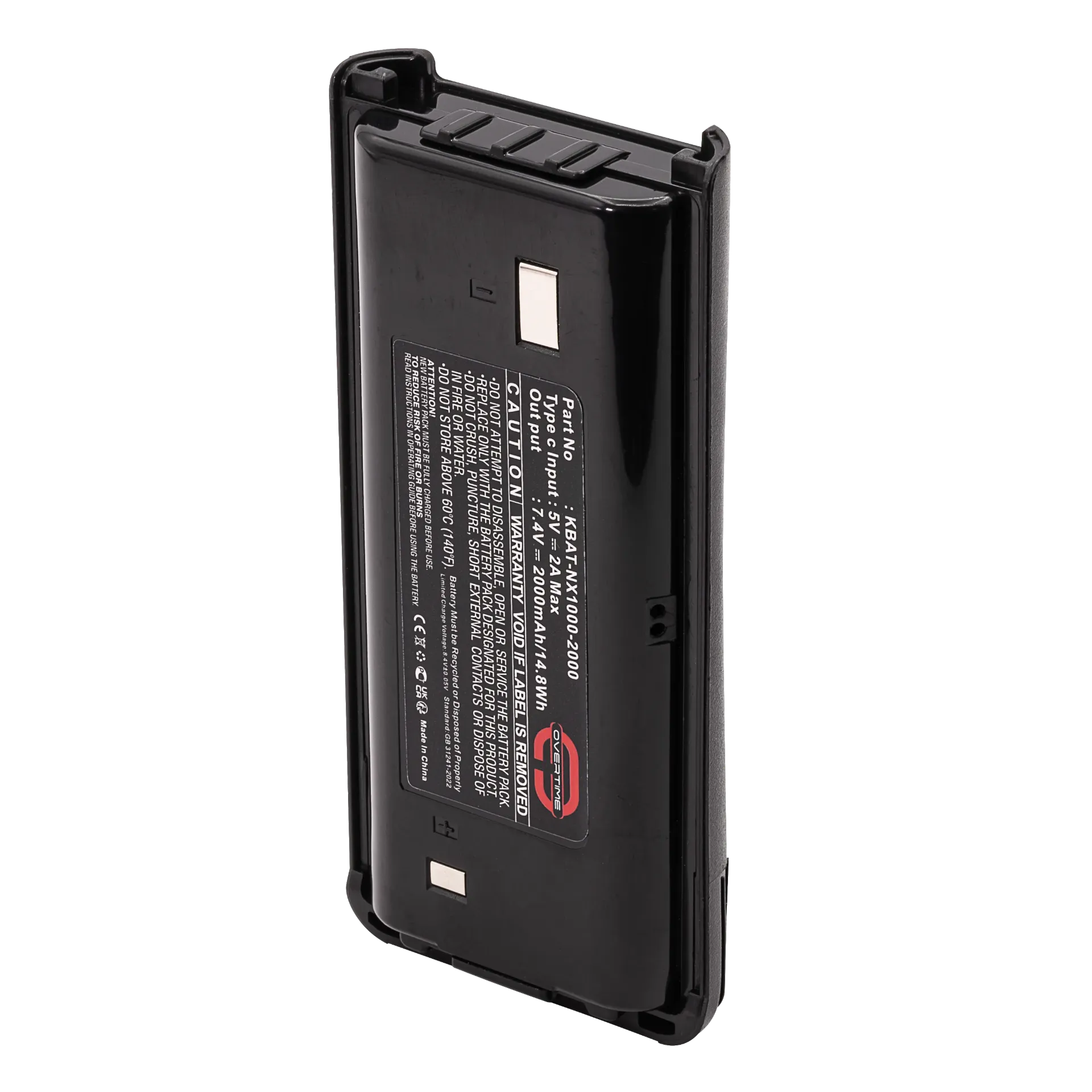 Li-Ion Battery for Kenwood NX1000 Radios, 2000mAh, USBC