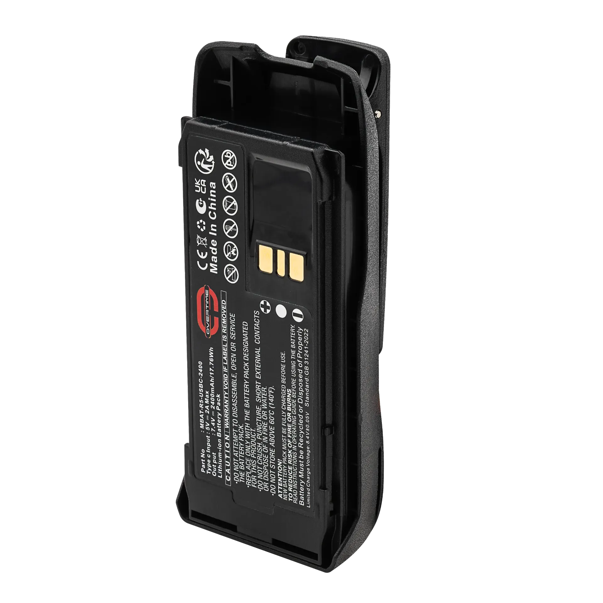 [MBAT-R5-USBC-2400] Li-Ion Battery for Motorola R5 Radios, 2400mAh, USBC