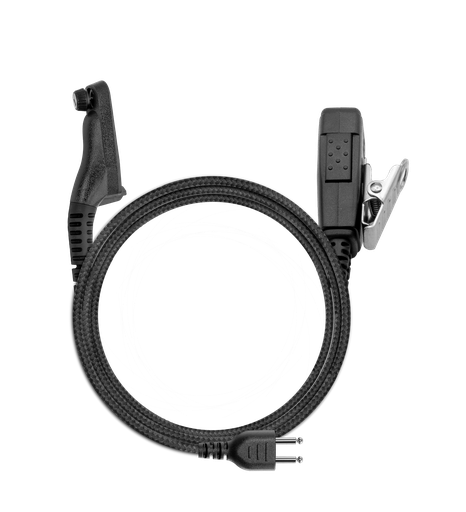 1-Wire SnapLock Earpiece Base with 2 Lines Out Bottom of PTT/Mic & Braided Fiber Cloth
