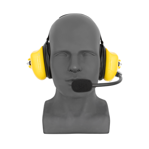 [HS5Y] Behind the Head Dual Muff Headset with PTT on Cable - Yellow