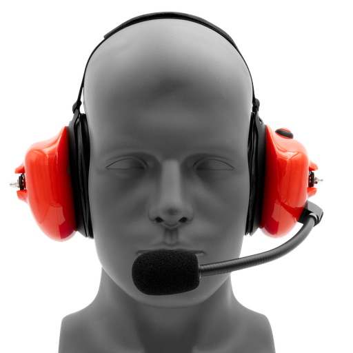 [HS4R] Behind-the-Head Dual Muff Headset, Push-To-Talk, Red