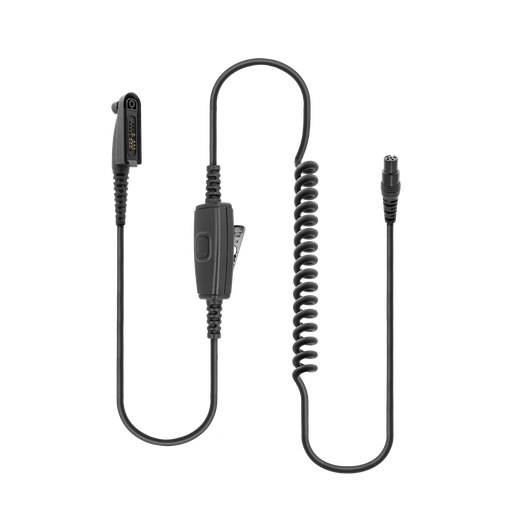 Detachable Coil Cable with Inline PTT & Removable Rings for HS1, HS3, HS5, New HS7 & HS9 Headsets - Wireless PTT Capability