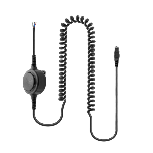 [HS5-CABL-Tinned] Detachable Coil Cable with Inline PTT for HS1, HS3, HS3G, HS5, HS7 & HS9 Headsets - Tined Leads & Longer Version