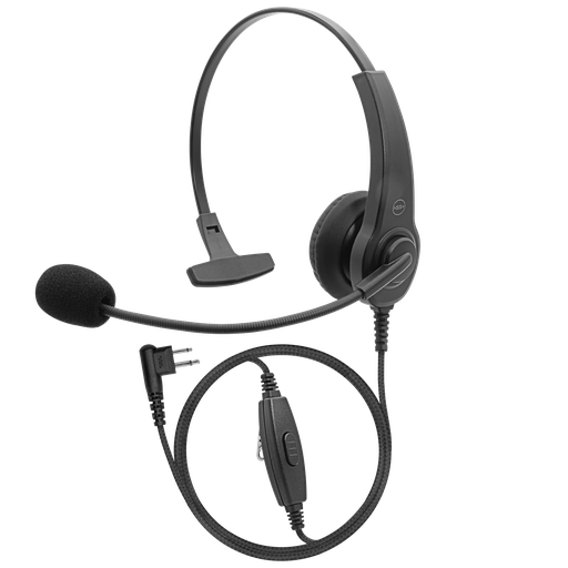 Lightweight Single Muff Headset with Boom Mic - Braided Fiber